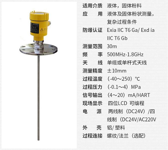 喇叭口雷達液位計RD710技術參數(shù)表圖