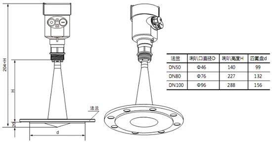 RD-709型內(nèi)浮頂儲罐雷達液位計尺寸圖